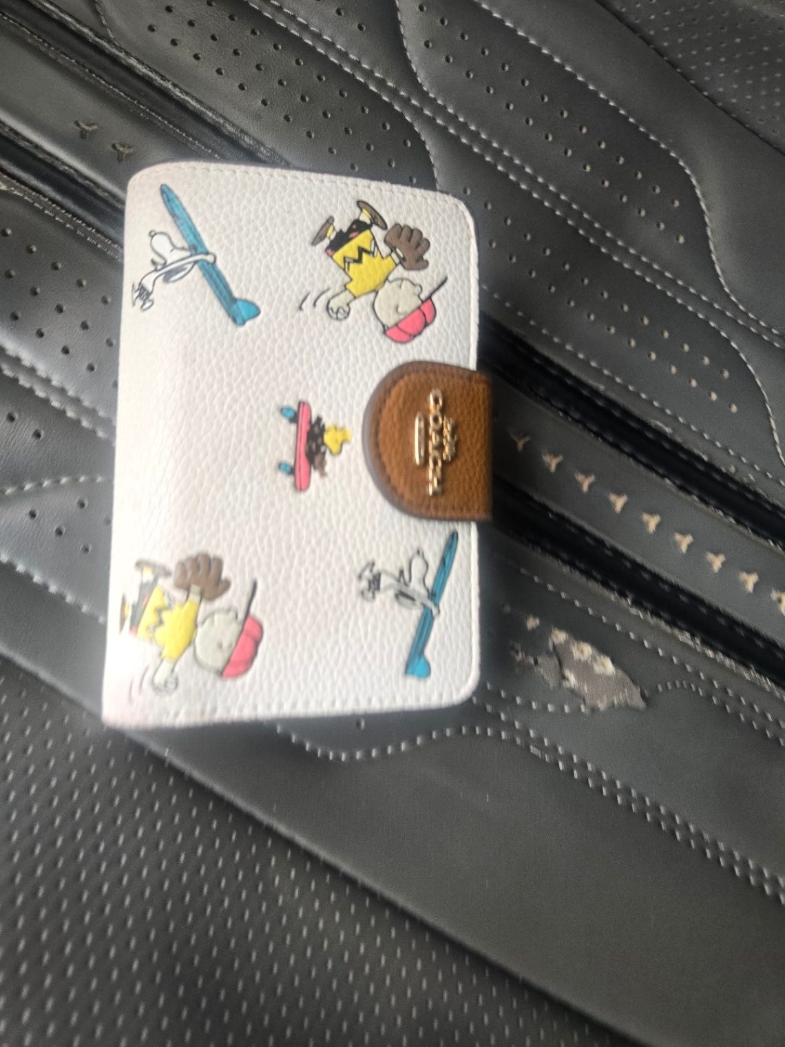 Coach Peanuts Snoopy Wallet - White/Brown, Leather, Snap Tab